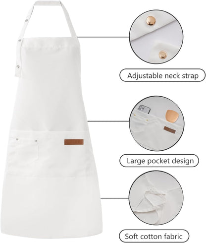 Tosewever Art Aprons for Women Painting Pottery Baking, Mens Buckle Straps Kitchen Apron with Pockets for Chef Cooking