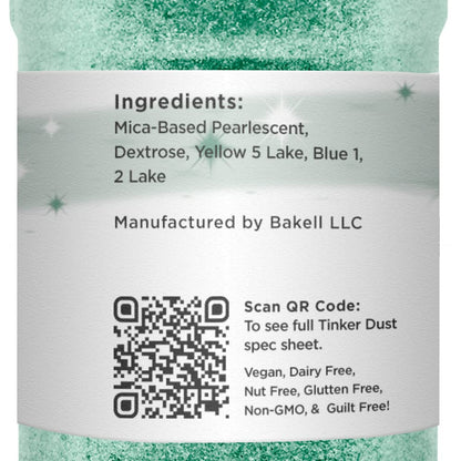 Bakell Emerald Green Tinker Dust - (45g 1x Shaker Jar) | Add a Radiant Touch to Desserts and Beverages with Edible Glitter!