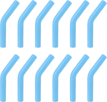 uxcell 12pcs Silicone Straw Tips, Silicone Straw Elbows Tip, Soft Reusable Metal Straw Covers Fit for 8mm/0.31" OD Stainless Steel Straws, Sky Blue