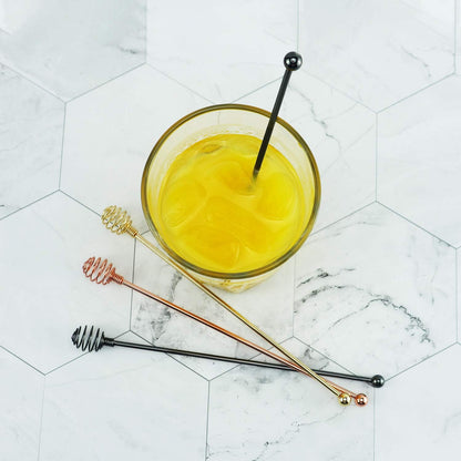 Coffee Stir Sticks,BURLIHOME Specialty Spoons Stainless Steel Spherical Mixing Spoon Solid/Hollow Swizzle Sticks For Drink/Cocktail/coffee,Home Bar Party Supply,Black-4 Pieces.