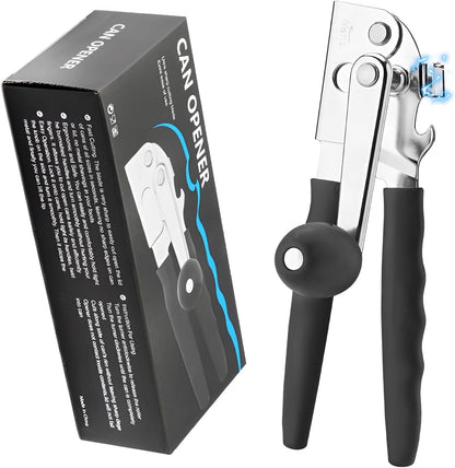 Commercial Can Opener,Stainless Steel Heavy Duty Hand Crank Can Openers with Comfortable Extra-long Handles,Ergonomic Design,Black