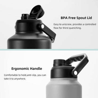 BJPKPK One Gallon(128 oz) Insulated Water Bottle, Dishwasher Safe Stainless Steel Thermos, BPA Free Jug with Ergonomic Handle & Anti-slip Bottom, Large Water Bottle, Army Green