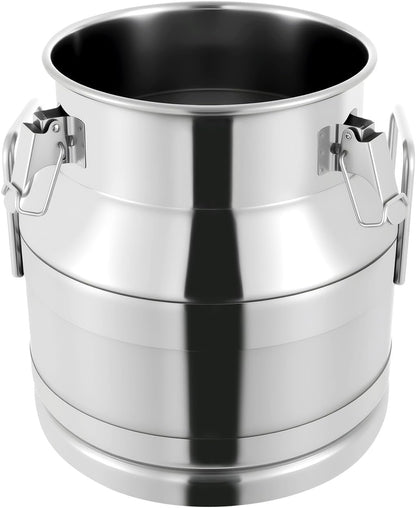 1 mm Thickened Stainless Steel Milk Can Large Liquid Container Storage,Stainless Steel Milk Bucket With Sealing Lid and Carry Handle,for Wine, Oil Storage Transport (20L/5.25 Gal)