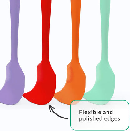 Elihome Chef Series 3 Piece Silicone Spatula Set - 600°F Heat Resistant Non Stick Rubber Kitchen Scraper Spatulas for Cooking, Baking, and Mixing – BPA Free and LFGB Certified Silicone (Orange)