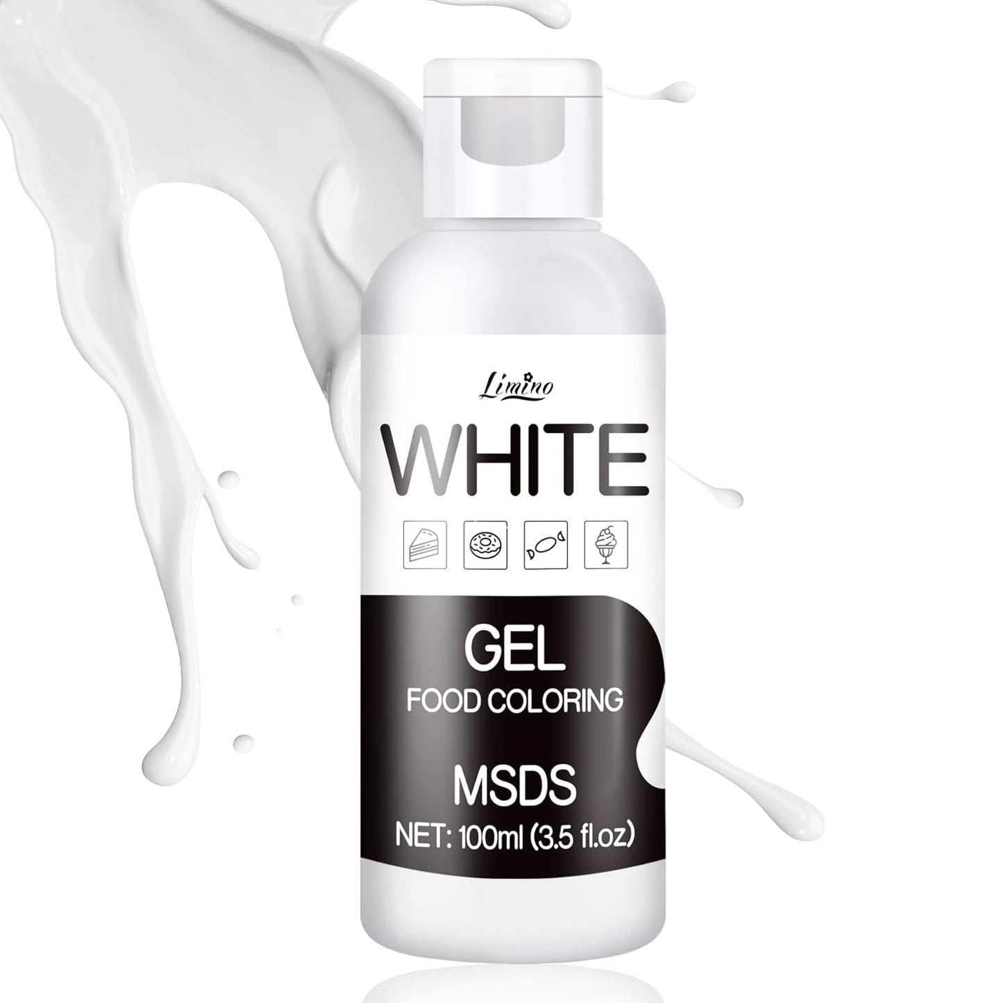 Gel Food Coloring - 4.5oz Vivid Food Coloring Gel for Baking, Cake Decorating, Cookie, Fondant, Macaron - Tasteless Concentrated Edible Food Color Dye for Icing, Slime, Drinks, DIY Crafts (White)