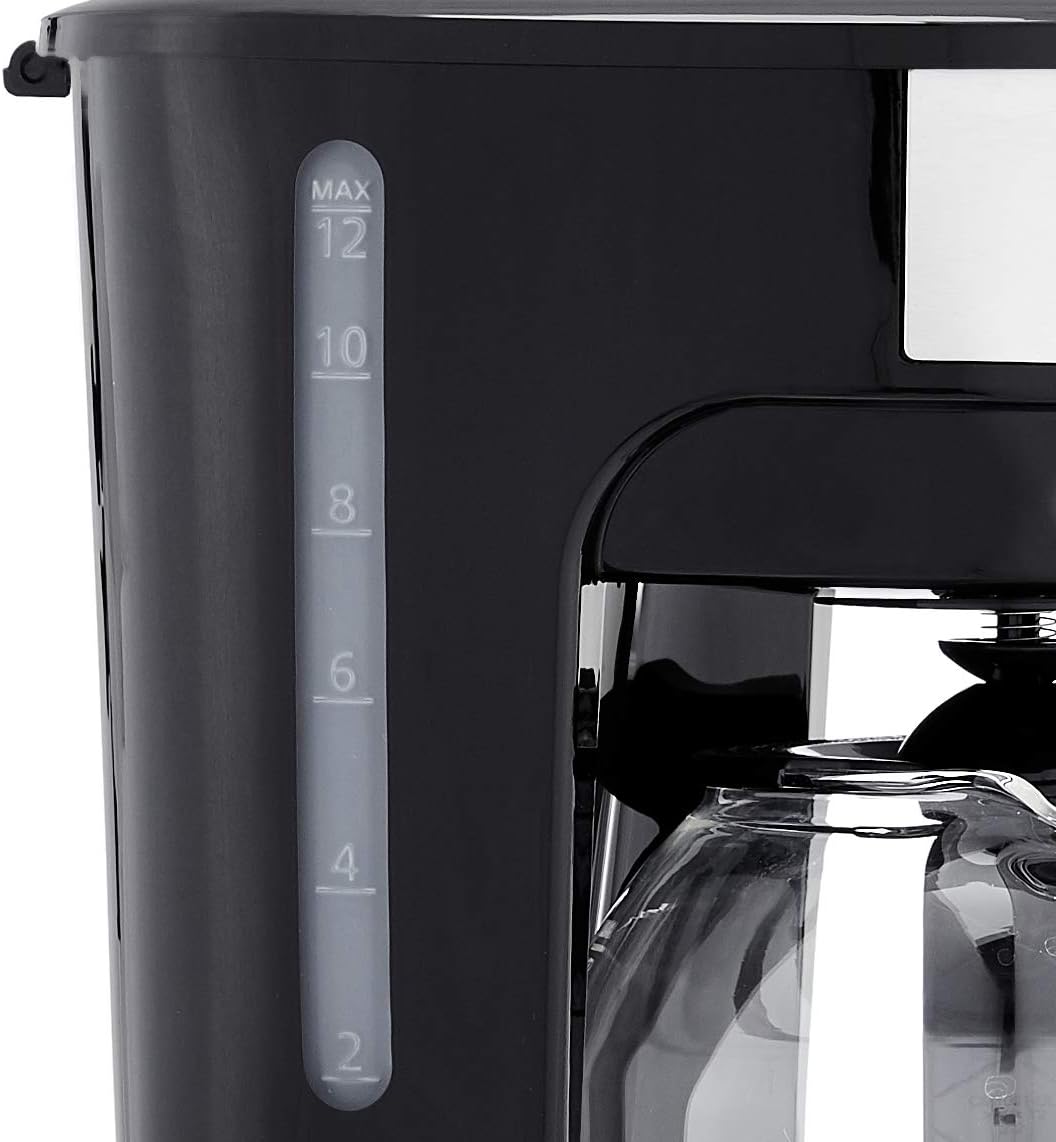 Amazon Basics Coffee Makers, 12-Cup Coffee Machines with Reusable Filter, Coffee Pots, Black & Stainless Steel