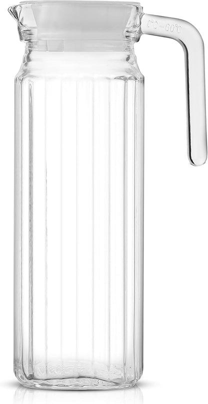 40oz Glass Pitcher with Lid (2 Lids) - Beverage Serveware, Storage Container and Carafe for Cold Drinks and Liquids. Glass Water Pitcher also for Juice, Bedside Carafe, Sun Tea Jar