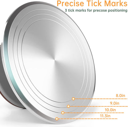 Revolving 12 Inch Round Aluminum Cake Decorating Stand - Turntable, Rotating for Pastries & Decorations