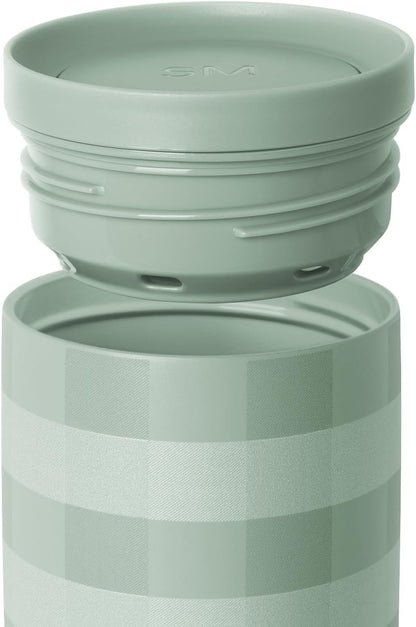 Simple Modern Voyager Signature | 16oz Travel Coffee Mug Tumbler with 360° Lid | Gifts for Women Men | Ceramic-Lined Insulated Stainless Steel Cold Brew Iced Coffee Cup | Eucalyptus Gingham