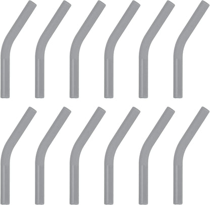 uxcell 12Pcs Silicone Straw Tips, Silicone Straw Elbows Tip, Soft Reusable Metal Straw Covers Fit for 6mm/0.24" OD Stainless Steel Straws, Grey