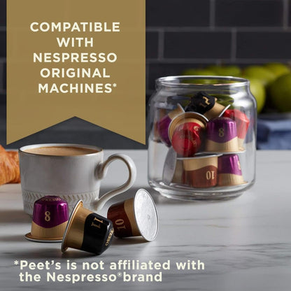 Peet's Coffee, Medium Roast Espresso Capsules, Compatible with Nespresso Original Machine - Ricchezza Intensity 8, 100 Count (10 Boxes of 10 Espresso Capsules)