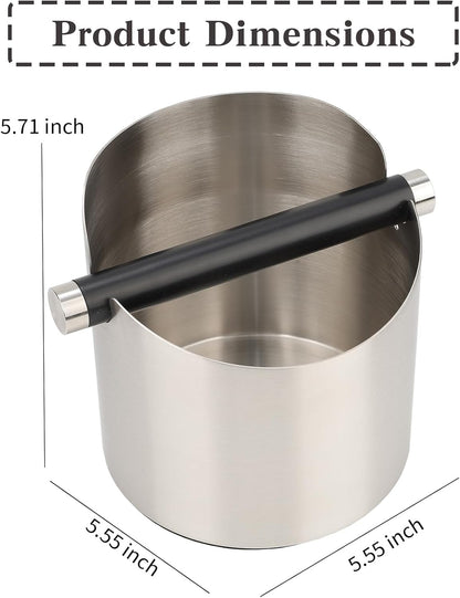 Italian Espresso Tapping Box, Stainless Steel Coffee Grinding Tapping Box, With Detachable Tapping Rod And Anti Slip Rubber Base (Silver)
