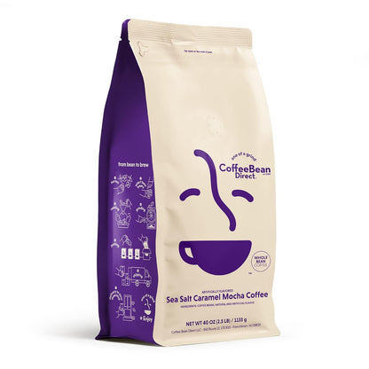 Coffee Bean Direct Sea Salt Caramel Mocha Flavored, Whole Bean Coffee, 2.5 Pound Bag (Pack of 1)
