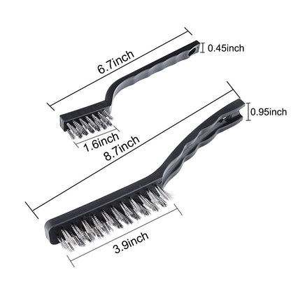 Wire Brush Set Scratch Brush Set for Cleaning Welding Slag Rust and Dust Curved Handle Stainless Steel and Brass Black 10-Pack