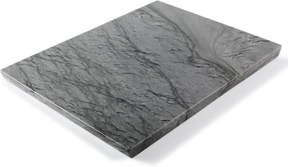 Koville Natural Marble Pastry Board for Kitchen, 16" x 12" Marble Tray Cutting & Charcuterie Board Slab for Countertop, Stone Cheese Resistant Pastry Tray, Rectangular Serving & Chopping Slab - Dark
