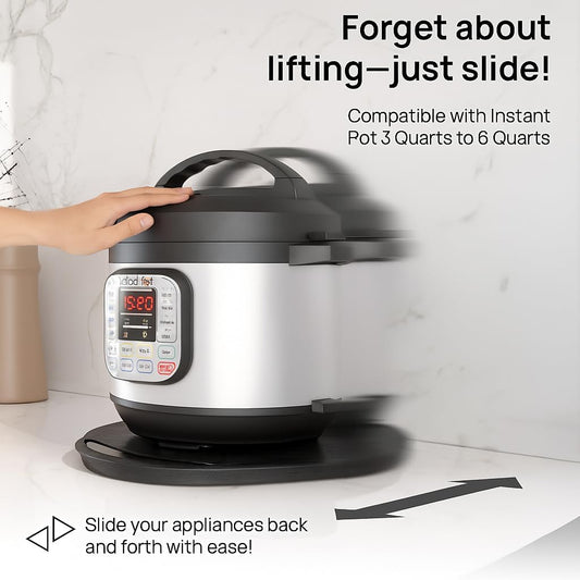 Ibyx Elegant Round Sliding Tray for Your Pressure Cooker, Air Fryer & Heavy Kitchen Appliances - Sturdy, Slides Easily from Under The Cabinet (Black, 13”)