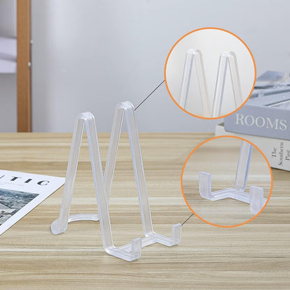 Plate Stands for Display - Plastic Easel Stand Plate Holder Display Stand Picture Frame Stand for Pictures | Photo|Decorative Plate |Dish | Tabletop Art - 6 inch-Clear
