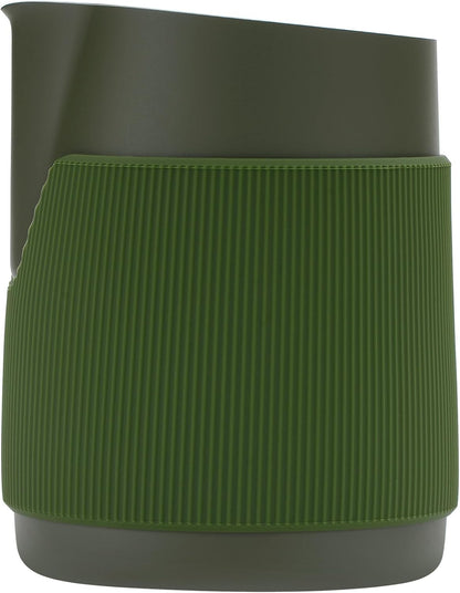 Normcore Handleless Milk Frothing Jug, Milk Pitcher 20.3 oz, Stainless Steel Latte Art Pitcher with Sharp Spout, Heat-Resistant Grip, Green, 600 ml