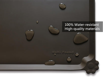 Hoki Found L Silicone Pet Food Mats Tray - Non Slip Dog Cat Bowl Mats Placemat - Pet Feeding Mat - Waterproof Dog Cat Food Mats -Pet Water Mats for Carpet - Coffee