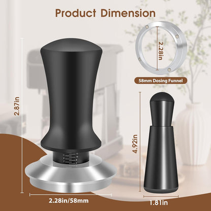 58mm Espresso Accessories Kit, Spring Loaded Calibrated Tamper, WDT Tool and Dosing Funnel Set Fits Breville 58 mm Espresso Coffee Machines and Portafilter
