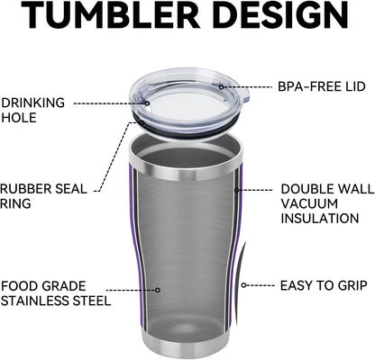DOMICARE 20oz Tumbler with Lid Stainless Steel Tumblers Bulk, Double Wall Vacuum Insulated Coffee Travel Mug Powder Coated Tumbler, 8 Pack Purple