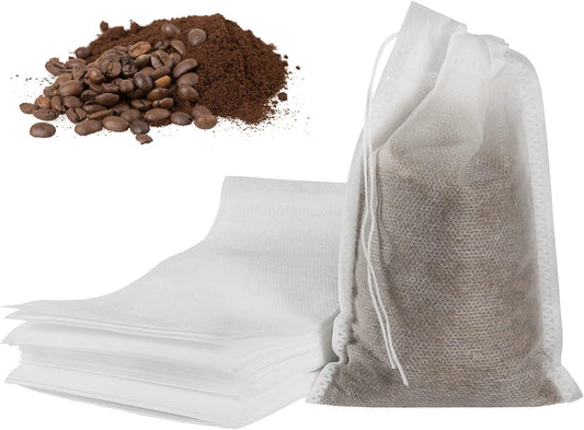 50pcs No Mess Cold Brew Bags, 4x6 inch Disposable Coffee Filter Bag Fine Mesh Brewing Drawstring Pouches for Iced Coffee Hot Tea Herb Spice