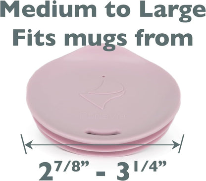 Reusable Coffee Cup Silicone Lid – Fits Most Tumbler, Water Bottle, & Ceramic Coffee Mug Between 3"-3¼" – Dishwasher-Safe Travel Mug Lid keeps your beverage in your mug (Medium - Pink)