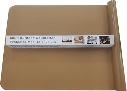 KVK 43.3×25.6in Silicone Mats for Kitchen Counter - Extra Large Silicone Mat Heat Resistant - Glossy Bottom Non Slip - Universal Painting Craft Resin Mat Table Countertop Protector, Taupe
