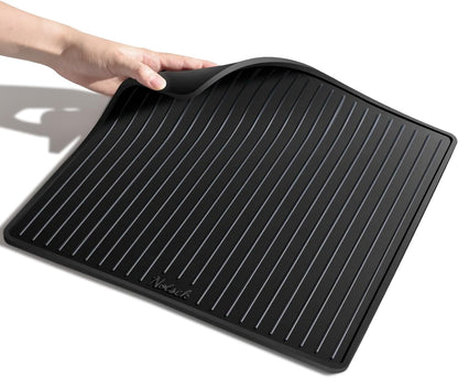 Silicone Coffee Mat for Breville 870/880, 13.78 x 13.78inch, 0.24in Raised Lip Spill-proof, Under Coffee Maker, Coffee Pot Bar Station for Countertop Kitchen, Black