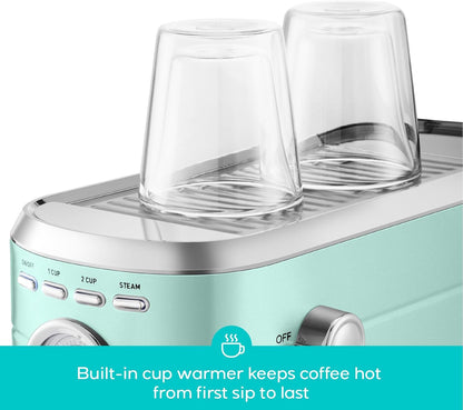 CASABREWS CM5418 Espresso Machine 20 Bar, Cappuccino Machine with Milk Frother Steam Wand, Stainless Steel Espresso Maker for Home, Espresso Coffee Machine with 34oz Removable Water Tank, Pastel Green