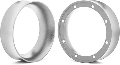 51mm Magnetic Dosing Funnel and Puck Screen Set - Espresso Coffee Dosing Ring, 19mm Anodized Aluminum with 8 Neodymium Magnets Compatible with 51mm CASABREWS/Delonghi Decica Portafilter (Silver)
