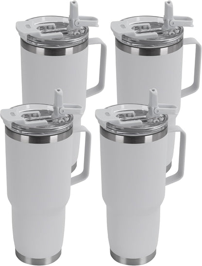 HASLE OUTFITTERS 30oz Tumbler Bulk with Handle, Insulated Travel Coffee Mug Set with Handle Leak-Proof Double Wall Stainless Steel Vacuum Tumblers Pack Metal Cup for Hot and Cold Drink