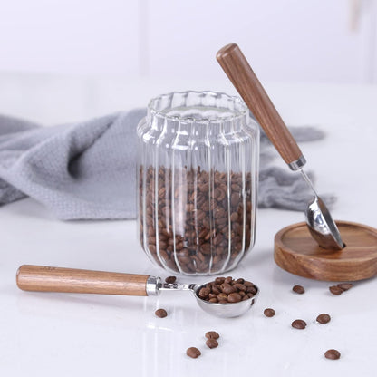KKC HOME ACCENTS Wooden Handle Coffee Scoops - 1 Tablespoon, Coffee Bean & Tea Measuring Spoon, 2 Pcs, 6.7" Length