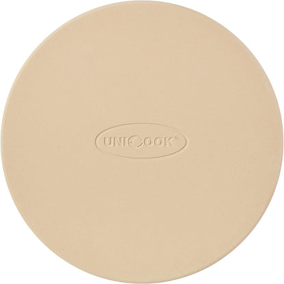 Unicook Round Pizza Stone 12 Inch, Cordierite Bread Baking Stone for Oven and Grill, Thermal Shock Resistant, Including Dough Scraper