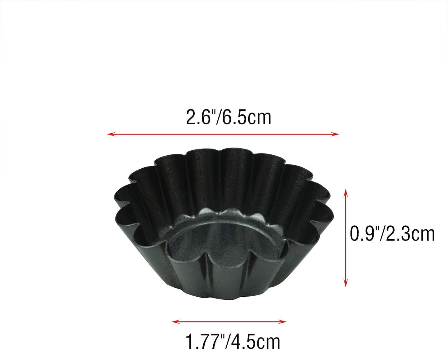 12 Pack Mini Tart Pan, Non-stick Carbon Steel Tart Molds, Pie Mould, Muffin Cupcake Pudding Maker - for Pies, Chinese Tart, Cakes (Size 2.6"x0.9")