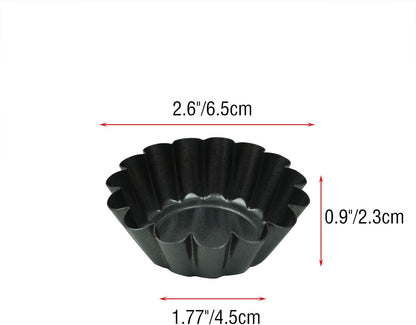 12 Pack Mini Tart Pan, Non-stick Carbon Steel Tart Molds, Pie Mould, Muffin Cupcake Pudding Maker - for Pies, Chinese Tart, Cakes (Size 2.6"x0.9")