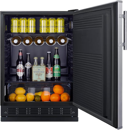 Summit Appliance 24" Wide Wine Kegerator/Refrigerator Combo, Black Interior, Caster Wheels, Residential/Commercial Use (RHD, Wine)