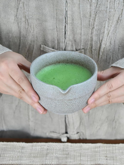Artcome Minimalist Matcha Tea Set – 4-Piece Japanese Matcha Kit with Matte Speckled Ceramic Bowl & Spout, Bamboo Whisk, Holder, Scoop & Manual – Zen-Inspired Wabi-Sabi Tea Ceremony Gift Set