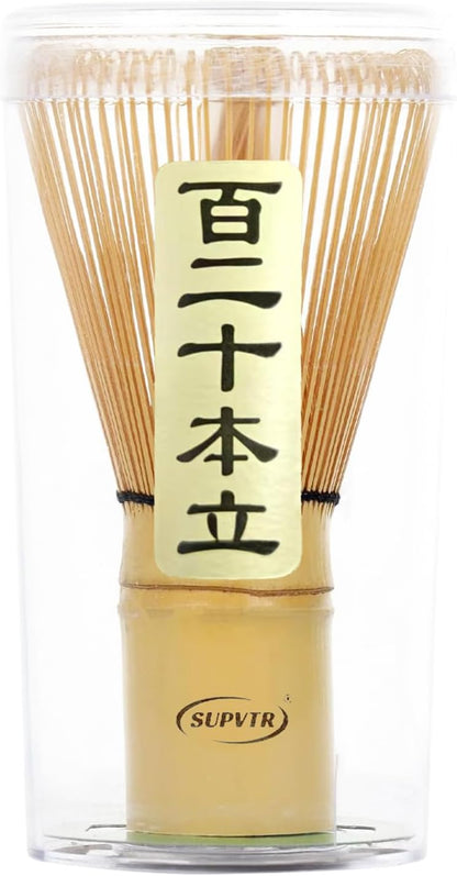 Matcha Whisk 120-Prong Bamboo Matcha Whisk Set for Matcha Powder - Authentic Traditional Japanese Chasen - Matcha Stirrer Wisk Mixer Brush for Ceremonial Tea Preparation