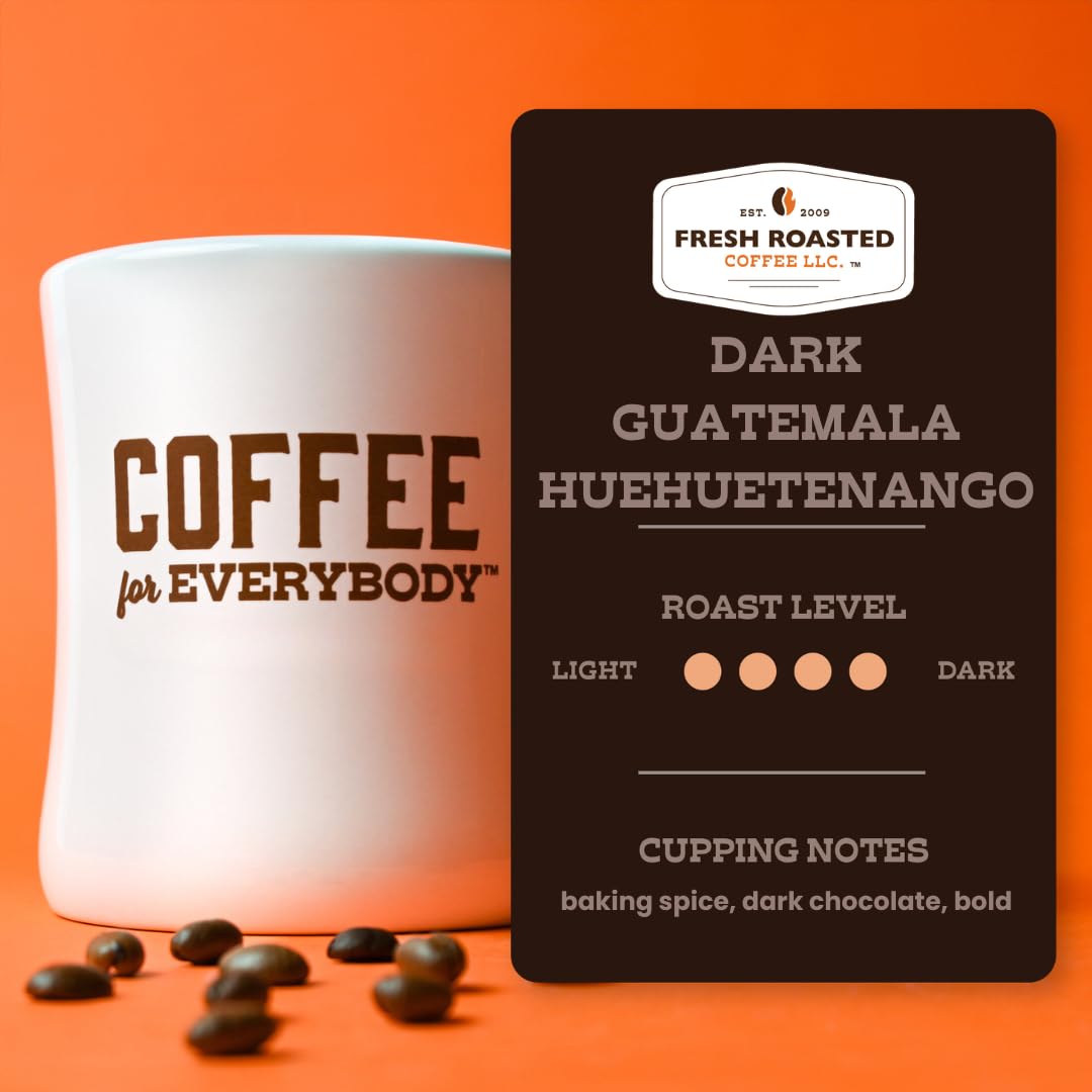Fresh Roasted Coffee, Dark Guatemala Huehuetenango, Dark Roast, 24 Pods for K Cup Brewers