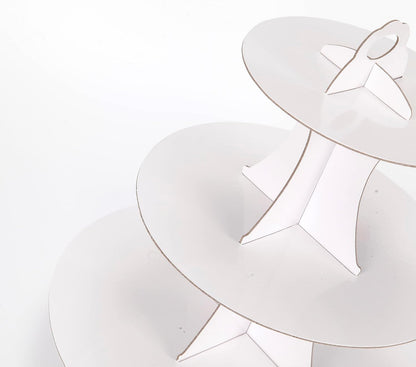 2Pcs 3-Tier Cupcake Stand, Cake Stand holder, Tiered DIY Cupcake Stand Tower for Dessert Table Displays, Birthday Theme Party Favors Decoration, Floral Tea Party, 12" W x 12.8" H, White