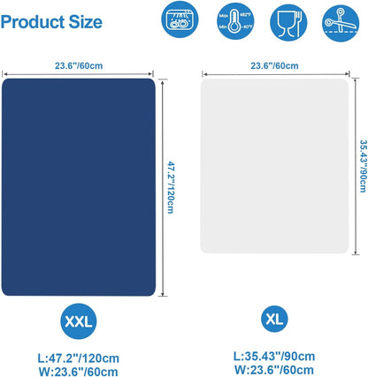 AECHY Silicone Mats for Kitchen Counter 47"x23.6"x0.08”, Largest Heat Resistant Mat Shipped Rolled Up Kitchen Island Silicone Countertop Protector Mat Nonslip Extra Large Counter Mat, Blue
