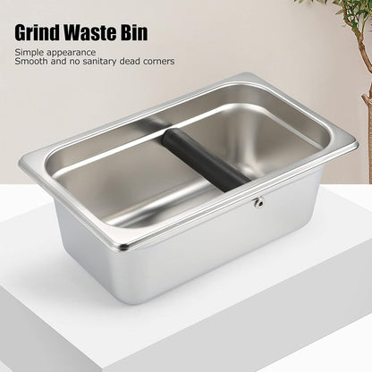 Yosoo Coffee Knock Box, Large Coffee Knock Box Stainless Steel Coffee Grounds Container Bucket Waste Bin(01)