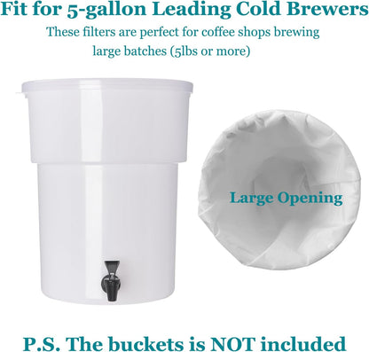 Yzurbu 100pcs 16''x20'' Cold Brew Coffee Filter Bags, No Mess Disposable Filter Bag with Straps for Coffee Shop 5-Gallon Systems