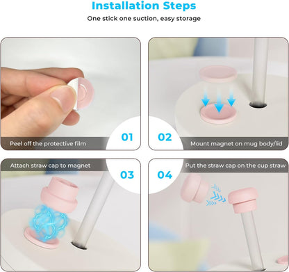 4-Pack Magnetic Straw Caps for BrüMate All Era & Resa Tumblers - Fits 0.31-0.47" Straws, Silicone Self-Adhesive Magnetic Lid Toppers Cap for Stanley 2.0/1.0 40oz 30oz Cup Straws (Multicolor)