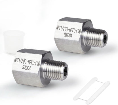 2 pieces，Npt1/2 Female to Npt1/4 Male Thread Adapter, Water line adapter，Fabricate of 304 Stainless Steel