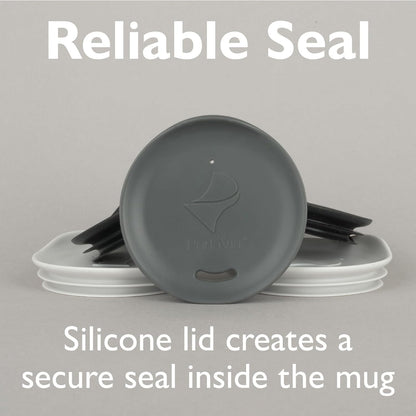 Reusable Coffee Cup Silicone Lid – Fits Most Tumbler, Water Bottle, & Ceramic Coffee Mug Between 2⅝”-2⅞" – Dishwasher-Safe Travel Mug Lid keeps your beverage in your mug (Small - Grey)