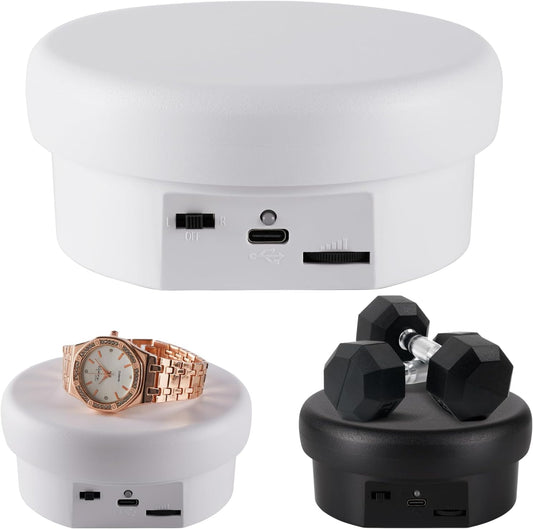 Rotating Display Stand 4.72'' Turntable Stand Black&White Spinning Stand for Product Shows