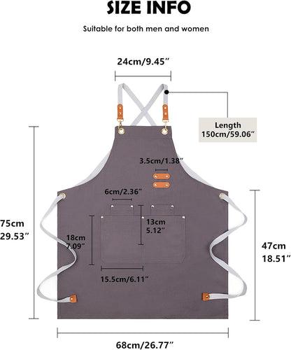 Lisianthus 2 Pack Adjustable Bib Aprons for Women with Pockets, Men's Kitchen Cooking Apron