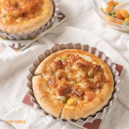 CHEFMADE Round Tart Pan, Non-Stick 4 Inch 4Pcs Quiche Pan